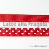1 Metro nastro Gros Grain rosso a pois bianchi 10mm