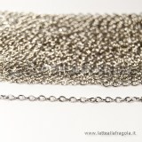 1 Metro di catena in metallo toni argentati maglia ovale 3x2mm