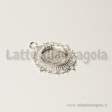 Base tonda in metallo Silver Plated per cammei da 15mm