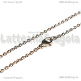 Collana in Acciaio Inox Oro Rosa 45cm a Maglia Ovale 2.5x2mm