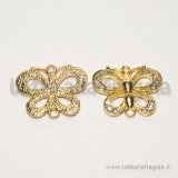 Connettore farfalla in metallo Gold Plated con strass 27x22mm