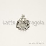 Base a goccia in metallo argento antico per cammei 14x10mm