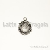 Base a goccia in metallo argento antico per cammei 14x10mm
