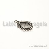 Base a goccia in metallo argento antico per cammei 14x10mm