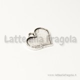 Ciondolo cuore in metallo argento antico base cabochon 16.5x9.5mm