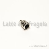 Terminale a coppa in metallo decorato argento antico 14x8mm