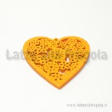Cuore filigrana in legno colorato arancione 45x44mm