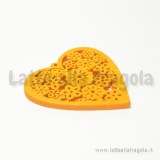 Cuore filigrana in legno colorato arancione 45x44mm