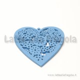 Cuore filigrana in legno colorato azzurro 45x44mm