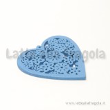 Cuore filigrana in legno colorato azzurro 45x44mm