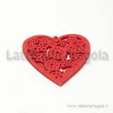 Cuore filigrana in legno colorato rosso 45x44mm