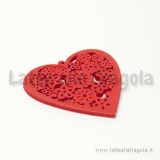 Cuore filigrana in legno colorato rosso 45x44mm