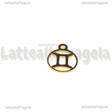 Charm Segno Zodiacale Gemelli in Acciaio Inox Dorato 13.4x10.8mm 