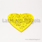 Cuore filigrana in legno colorato giallo 45x44mm