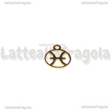 Charm Segno Zodiacale Pesci in Acciaio Inox Dorato 13.4x10.8mm 