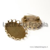 Spilla in metallo color Bronzo con base per cammeo 25x18mm