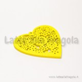 Cuore filigrana in legno colorato giallo 45x44mm