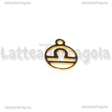 Charm Segno Zodiacale Bilancia in Acciaio Inox Dorato 13.4x10.8mm 