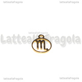 Charm Segno Zodiacale Scorpione in Acciaio Inox Dorato 13.4x10.8mm 