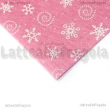 Foglio in Feltro Rosa Fantasia Neve 30x30cm spessore 1mm