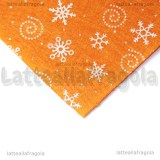 Foglio in Feltro Arancio Fantasia Neve 30x30cm spessore 1mm