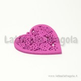 Cuore filigrana in legno colorato fucsia 45x44mm