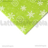 Foglio in Feltro Verde Chiaro Fantasia Neve 30x30cm spessore 1mm