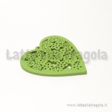 Cuore filigrana in legno colorato verde 45x44mm