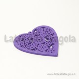 Cuore filigrana in legno colorato viola 45x44mm