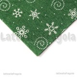 Foglio in Feltro Verde Scuro Fantasia Neve 30x30cm spessore 1mm