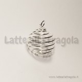 Ciondolo a spirale per pietre e perle in metallo silver plated 20x25mm