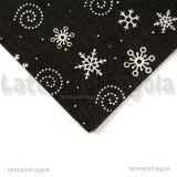 Foglio in Feltro Nero Fantasia Neve 30x30cm spessore 1mm