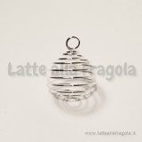 Ciondolo a spirale per pietre e perle in metallo silver plated 20x25mm