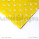 Foglio in Feltro Giallo Fantasia Cuori 30x30cm spessore 1mm