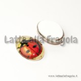 Cammeo ovale in vetro con Coccinella 18x13mm