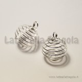 Ciondolo a spirale per pietre e perle in metallo silver plated 20x25mm