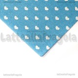 Foglio in Feltro Azzurro Fantasia Cuori 30x30cm spessore 1mm