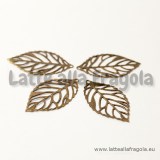 5 Filigrane Foglia in metallo color bronzo 24x13mm