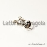 Charm testa di coniglio in metallo argentato 14x8mm