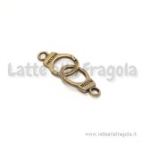 Charm manette in metallo color bronzo 17x10mm