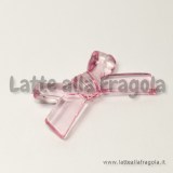 Connettore Fiocco in plastica rosa trasparente foro passante 34x20mm