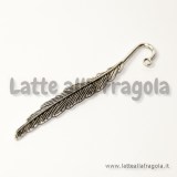 Segnalibro Piuma in metallo zincato argento antico 80x12mm