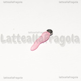 Ciondolo Cornetto Portafortuna 3D in Acciaio Argentato smaltato Rosa 17.5x4.5mm