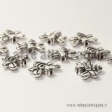 Spaziatore double-face ape in metallo argento antico 14x12mm