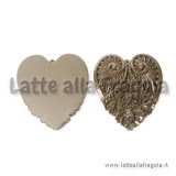 Ciondolo Cuore 50x45mm in resina cioccolato fondente decorazioni in rilievo