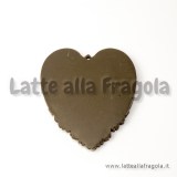 Ciondolo Cuore 50x45mm in resina cioccolato fondente decorazioni in rilievo