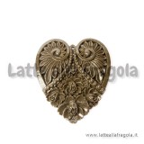Ciondolo Cuore 50x45mm in resina cioccolato fondente decorazioni in rilievo