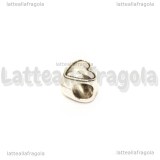 Cuore foro largo in metallo argento antico 7x8x9mm