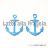 Ciondolo Ancora in metallo smaltato azzurro 33x25mm