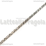 1 Metro Catena in Acciaio Inox Strass Cristal 2.5mm